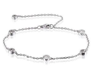 doveggs moissanite bracelet 14k white gold 1.25ct 4mm moissanite bracelet bezel setting for women - DovEggs-Seattle