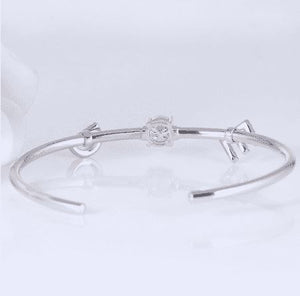 doveggs moissanite bracelet bangle platinum plated silver 1 carat center 6.5mm g-h-i color moissanite for women girls - DovEggs-Seattle