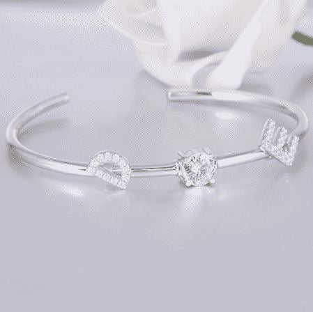 doveggs moissanite bracelet bangle platinum plated silver 1 carat center 6.5mm g-h-i color moissanite for women girls - DovEggs-Seattle