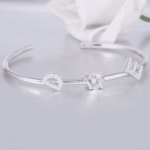 doveggs moissanite bracelet bangle platinum plated silver 1 carat center 6.5mm g-h-i color moissanite for women girls - DovEggs-Seattle