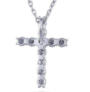 doveggs moissanite cross pendant necklace platinum plated silver 1.1 carat center 3mm g-h-i color round moissanite for women - DovEggs-Seattle