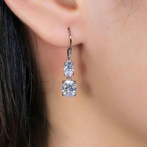 doveggs moissanite dangle earrings with accents 14k white gold 3 carat center 6x7mm oval cut moissanite earrings for women - DovEggs-Seattle