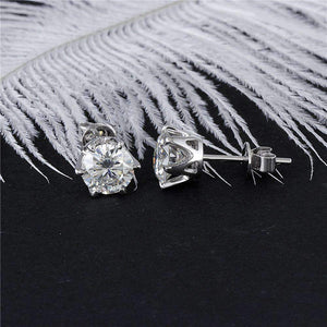 doveggs moissanite earring 14k white gold 2 carat center 6.5mm gh color round moissanite studs push back - DovEggs-Seattle