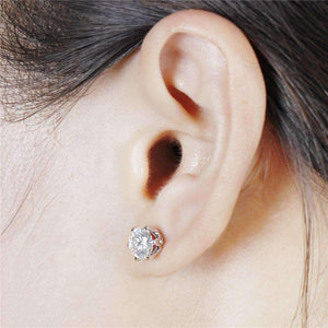 doveggs moissanite earring 14k white gold 2 carat center 6.5mm gh color round moissanite studs push back - DovEggs-Seattle