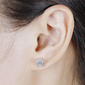 doveggs moissanite earring 14k white gold 2 carat center 6.5mm gh color round moissanite studs push back - DovEggs-Seattle