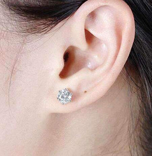 doveggs moissanite earring 14k white gold 2 carat enter 6.5mm g-h color round moissanite studs push back for women - DovEggs-Seattle