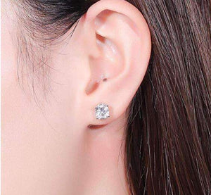 doveggs moissanite earring solid 14k white gold 2 carat center 6X7mm oval moissanite studs push back for women - DovEggs-Seattle
