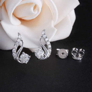 doveggs moissanite earring studs 10k white gold post 0.5 carat center 4mm g-h-i color round moissanite platinum plated silver earrings for women - DovEggs-Seattle