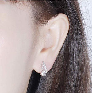 doveggs moissanite earring studs 10k white gold post 0.5 carat center 4mm g-h-i color round moissanite platinum plated silver earrings for women - DovEggs-Seattle