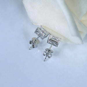 doveggs moissanite earring studs 14k white gold 1.2ct 4x6mm emerald moissanite earring studs push back for women - DovEggs-Seattle