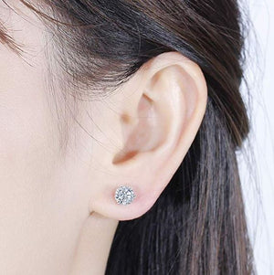 doveggs moissanite earring studs 14k white gold post 1.6 carat center 6mm g-h-i color round moissanite push back platinum plated silver - DovEggs-Seattle
