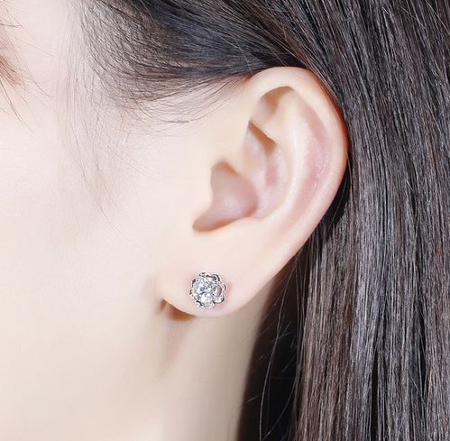doveggs moissanite earrings 14k white gold 1carat center 5mm moissanite earring studs push back for women - DovEggs-Seattle