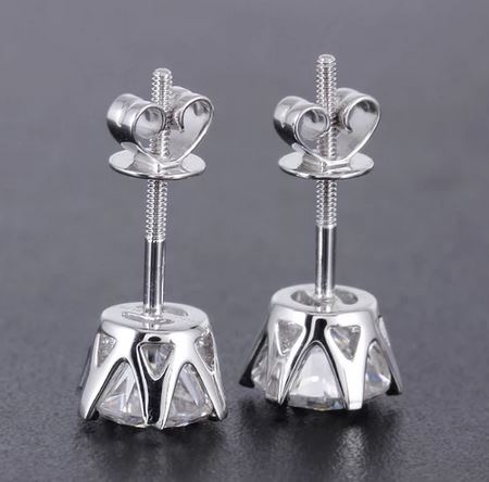 doveggs moissanite earrings 14k white gold 2 carat 6.5mm moissanite earring stud screw back for women - DovEggs-Seattle