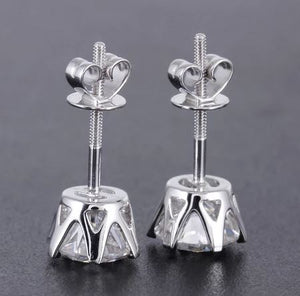 doveggs moissanite earrings 14k white gold 2 carat 6.5mm moissanite earring stud screw back for women - DovEggs-Seattle