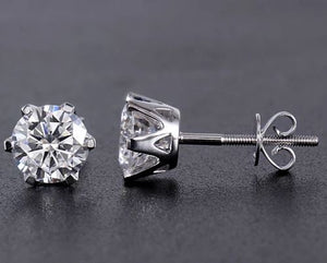 doveggs moissanite earrings 14k white gold 2 carat 6.5mm moissanite earring stud screw back for women - DovEggs-Seattle