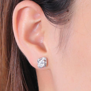 doveggs moissanite earrings 14k white gold 2 carat center 5x7mm oval moissanite studs push back for women girl - DovEggs-Seattle