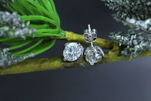 doveggs moissanite earrings 14k white gold 2 carat center 6x7mm oval moissanite studs push back for women girl - DovEggs-Seattle