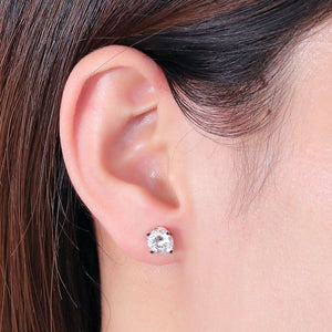 doveggs moissanite earrings 14k white gold 2 carat center 6x7mm oval moissanite studs push back for women girl - DovEggs-Seattle