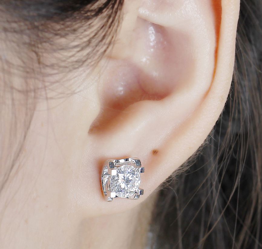 doveggs moissanite earrings studs 14k white gold 2ct 6.5mm moissanite earrings stud push back for women - DovEggs-Seattle