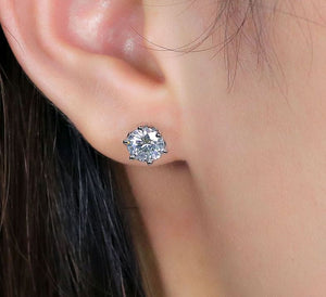 doveggs moissanite earrings studs 14k white gold 2ct 6.5mm moissanite earrings studs srew back for women - DovEggs-Seattle