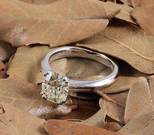 doveggs moissanite engagement ring 10k white gold 2carat center 7X8mm g-h-i nearly colorless cushion moissanite ring for women - DovEggs-Seattle