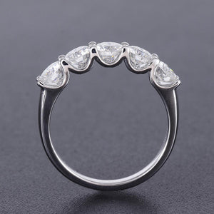 doveggs moissanite engagement ring 14k white gold 1.5 carat 4mm round moissanite half eternity anniversary wedding band - DovEggs-Seattle