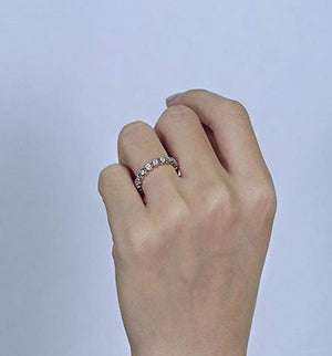 doveggs moissanite engagement ring 14k white gold 2.5mm moissanite engagement ring full eternity band bezel setting for women - DovEggs-Seattle