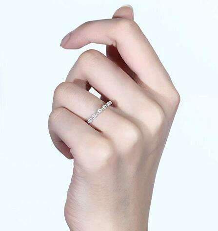 doveggs moissanite engagement ring 14k white gold ring half eternity stacking infinity wedding band - DovEggs-Seattle