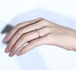 doveggs moissanite engagement ring 14k white gold ring half eternity stacking infinity wedding band - DovEggs-Seattle