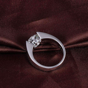 doveggs moissanite engagement ring patinum plated silver 3 carat center 9mm ghi color round moissanite ring for women men - DovEggs-Seattle
