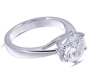 doveggs moissanite engagement ring platinum plated silver 2 carat center 8mm g-h-i color round moissanite ring for women girls - DovEggs-Seattle