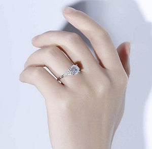doveggs moissanite engagement rings 14k white gold 1.5ct center 7.5mm moissanite rings with accents for women - DovEggs-Seattle