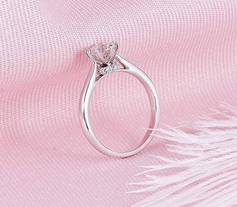 doveggs moissanite engagement rings 14k white gold 1ct 6x6mm octagon moissanite ring with accents for women - DovEggs-Seattle