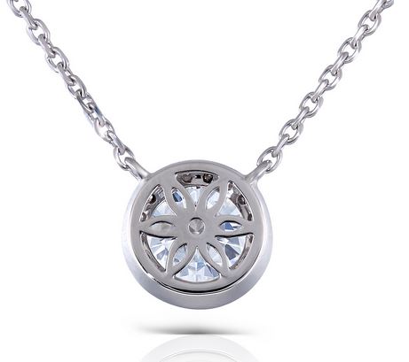 doveggs moissanite halo pendant necklace 14k white gold 1ct center 6.5mm moissanite pendant necklace with accents for women - DovEggs-Seattle