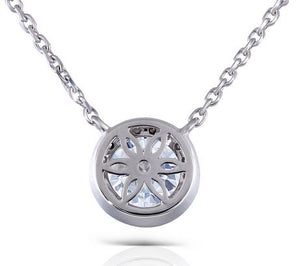 doveggs moissanite halo pendant necklace 14k white gold 1ct center 6.5mm moissanite pendant necklace with accents for women - DovEggs-Seattle