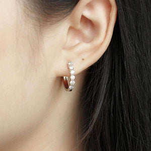 doveggs moissanite hoop earrings 10k white gold post 1.8 carat center 3.5mm round ghi color moissanite platinum plated silver  for women girls - DovEggs-Seattle