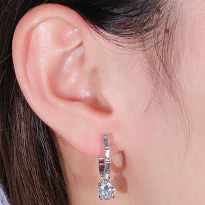 doveggs moissanite hoop earrings 10k white gold post 2 carat center 6X7mm g-h-i color oval moissanite platinum plated silver for women - DovEggs-Seattle