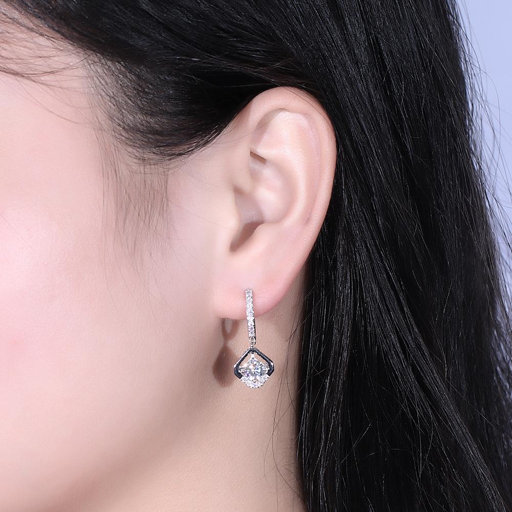 doveggs moissanite hoop earrings 14k white gold 1carat center 5mm moissanite hoop earrings with accents for women - DovEggs-Seattle