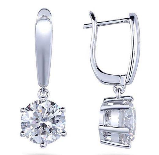 doveggs moissanite hoop earrings 14k white gold 2ct 6.5mm moissanite hoop earrings for women - DovEggs-Seattle