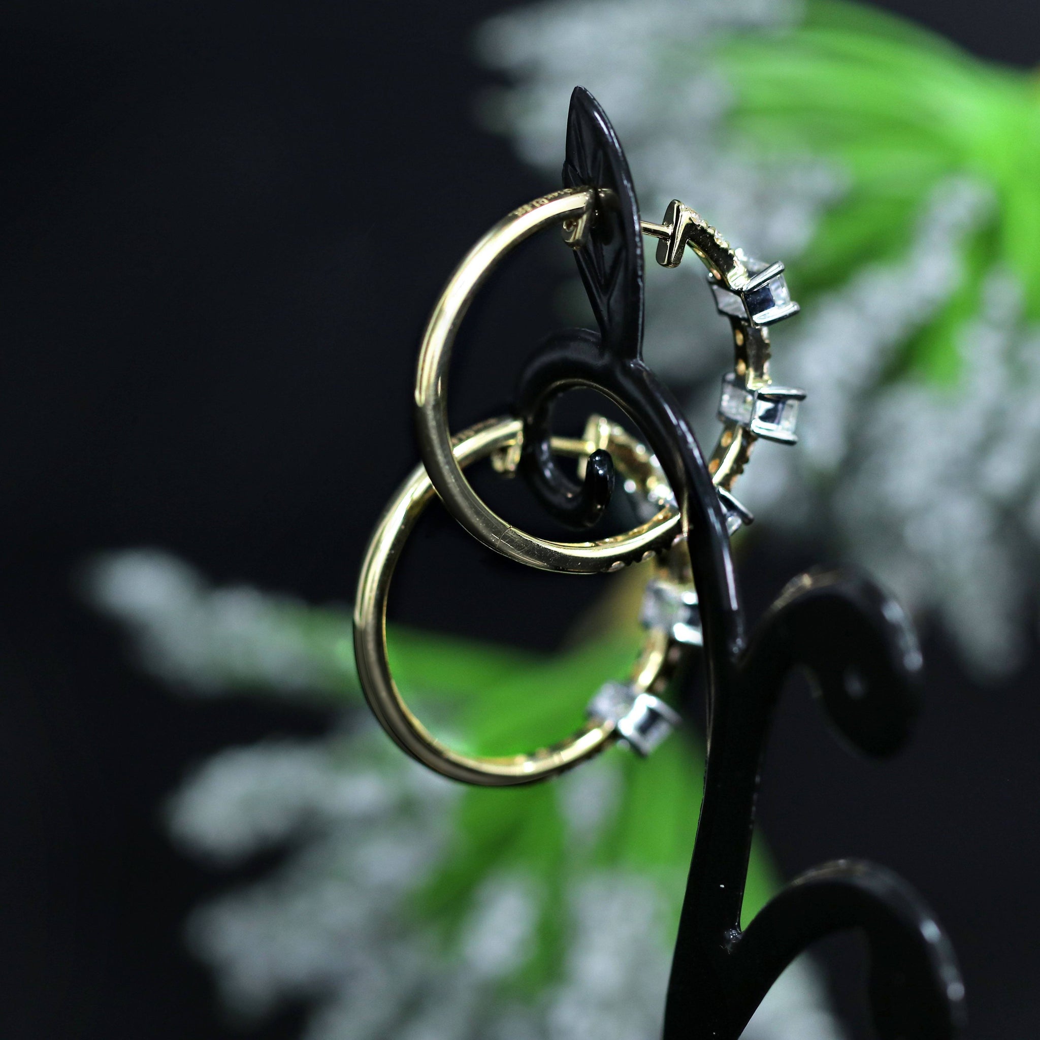 doveggs moissanite hoop earrings 14k yellow gold 1.8 carat center 3x5mm g-h color emerald moissanite earrings for women - DovEggs-Seattle