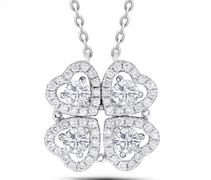 doveggs moissanite pendant necklace 14k white gold 0.4ct center 3mm moissanite pendant necklace with accents for women - DovEggs-Seattle