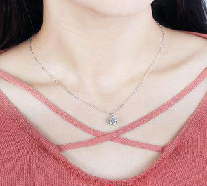 doveggs moissanite pendant necklace 14k white gold 1 carat center 6.5mm round brilliant moissanite for women - DovEggs-Seattle