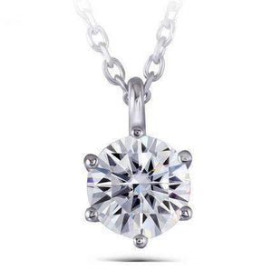 doveggs moissanite pendant necklace 14k white gold 1 carat center 6.5mm round brilliant moissanite for women - DovEggs-Seattle