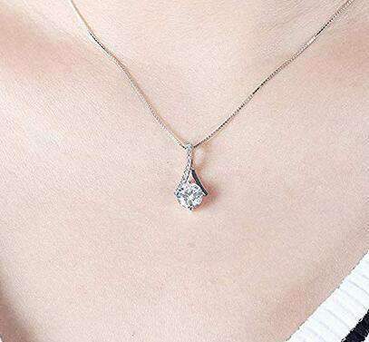 doveggs moissanite pendant necklace 14k white gold 1.5 carat center 7.5mm heart arrows cut moissanite for women - DovEggs-Seattle