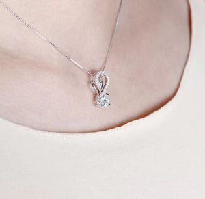 doveggs moissanite pendant necklace 14k white gold 1.5 carat center 7.5mm moissanite pendant necklace with accents for women - DovEggs-Seattle