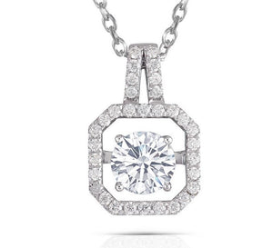 doveggs moissanite pendant necklace 14k white gold 1ct center 6.5mm moissanite halo pendant necklace with accents for women - DovEggs-Seattle