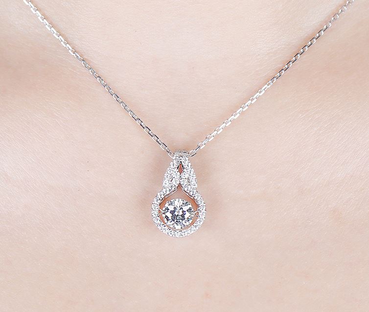 doveggs moissanite pendant necklace 14k white gold 1ct center 6.5mm moissanite halo pendant necklace with accents for women - DovEggs-Seattle