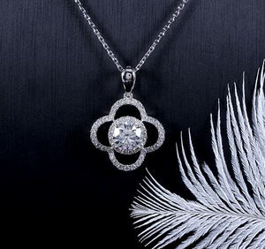 doveggs moissanite pendant necklace 14k white gold 1ct center 6.5mm moissanite pendant necklace with accents for women - DovEggs-Seattle
