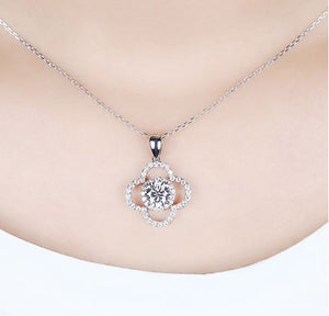 doveggs moissanite pendant necklace 14k white gold 1ct center 6.5mm moissanite pendant necklace with accents for women - DovEggs-Seattle