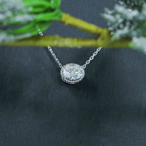 doveggs moissanite pendant necklace 14k white gold 2 carat 7x9mm ghi color oval cut moissanite with platinum plated silver chain for women - DovEggs-Seattle